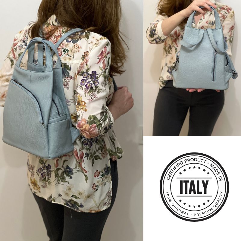 rucsac elegant din piele pentru femei albastru